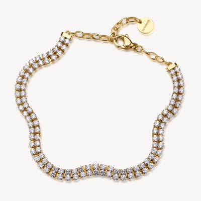 Brosway Tennis Doppiofilo Acciaio Gold Zirconi Bianchi