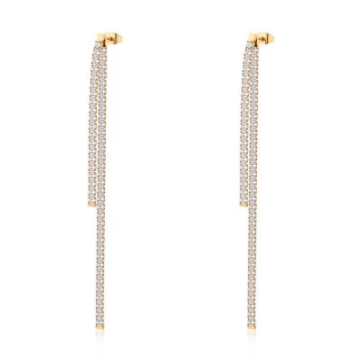 Brosway Orecchini Pvd Gold 2 Fili di Zirconi Bianchi Desideri