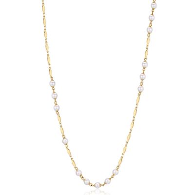 Brosway Collana Lunga Acciaio Gold Perle Bianche Affinity