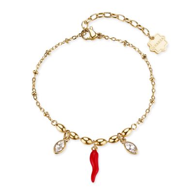 Brosway Bracciale Acciaio Gold Cornetto e Cristalli Chakra