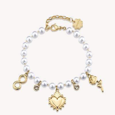 Brosway Bracciale Acciaio Gold Perle e Charm Chakra