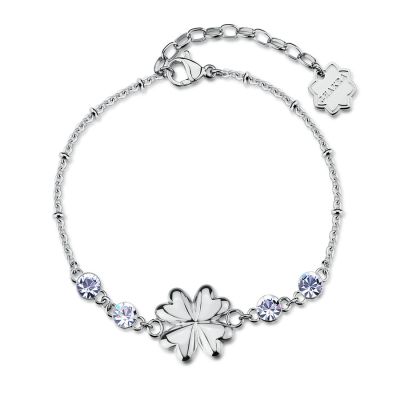 Brosway Bracciale Acciaio Quadrifoglio e Cristalli Chakra