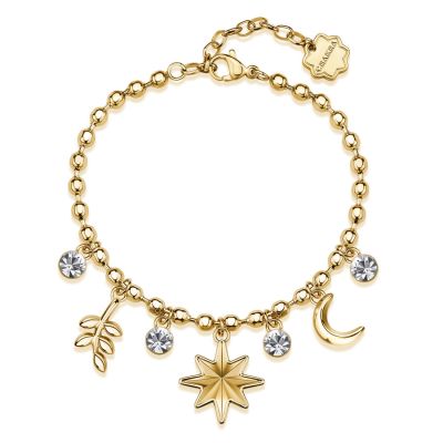 Brosway Bracciale Acciaio Gold Charm e Cristalli Chakra
