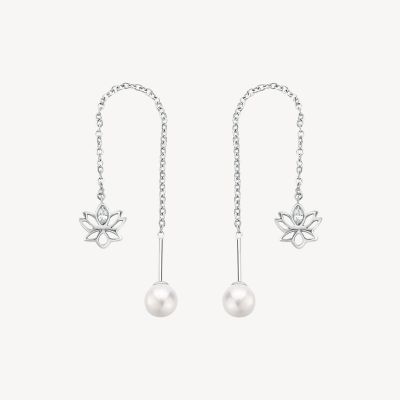 Brosway Orecchini Acciaio Fiore Di Loto e Perla Chakra