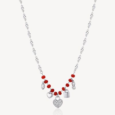 Brosway Collana Acciaio Calcedonio Rosso Cuore Chakra