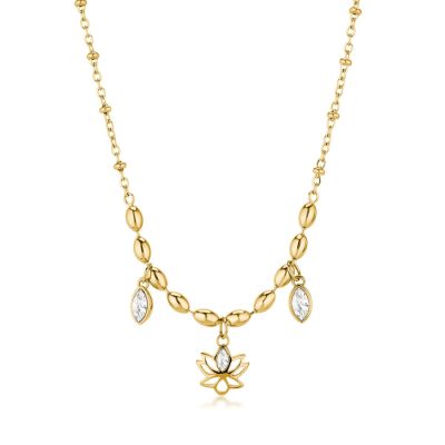 Brosway Collana Acciaio Gold Fiore di Loto e Cristalli Chakra