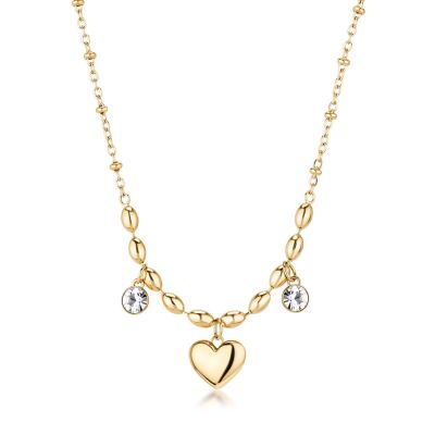 Brosway Collana Acciaio Gold Cuore e Cristalli Chakra
