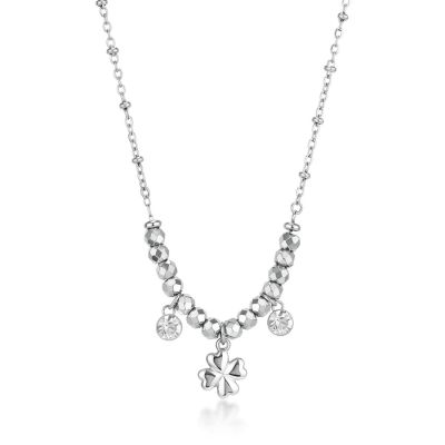 Brosway Collana Acciaio Quadrifoglio e Cristalli Chakra