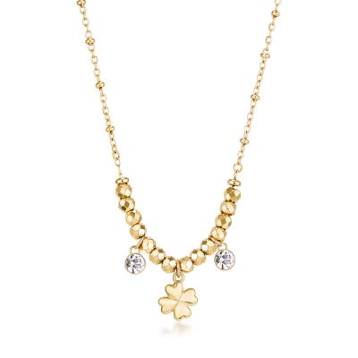 Brosway Collana Acciaio Gold Quadrifoglio e Cristalli Chakra