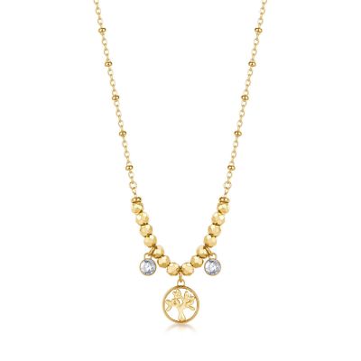 Brosway Collana Acciaio Gold Albero della Vita e Cristalli Chakra