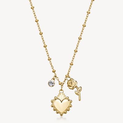 Brosway Collana Acciaio Gold Cuore e Rosa Chakra