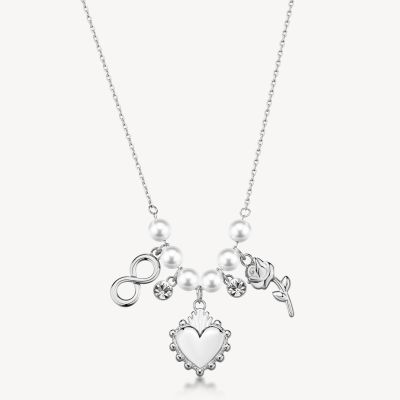Brosway Collana Acciaio Perle e Charm Chakra