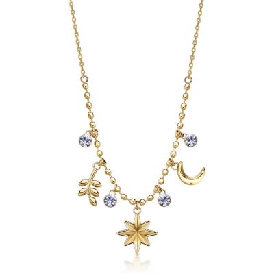Brosway Collana Acciaio Gold Ramo Luna e Cristallo Chakra