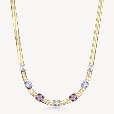 Brosway Collana Acciaio Gold Cristalli Ametista Dreaming