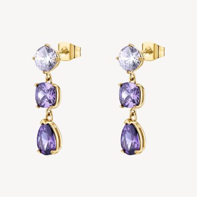 Brosway Orecchini Acciaio Gold Cristalli Ametista Dreaming