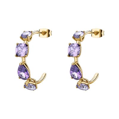 Brosway Orecchini Acciaio Gold Cristalli Ametista Dreaming