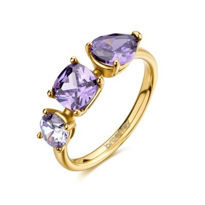 Brosway Anello Acciaio Gold Cristalli Ametista Dreaming