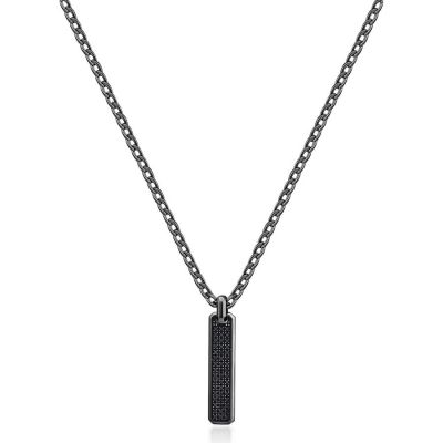 Brosway Collana Lunga Uomo Acciaio Pvd Gun Zirconi Neri