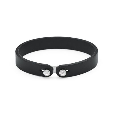 Brosway Bracciale Pelle Nera Acciaio e Cristallo Ink