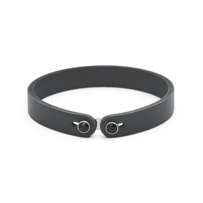 Brosway Bracciale Pelle Nera Acciaio e Cristallo Nero Ink