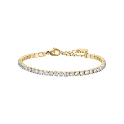 Luca Barra Tennis Donna Acciaio Gold Cristalli Bianchi