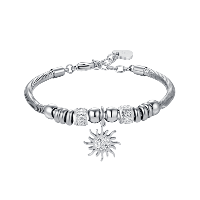 Luca Barra Bracciale Donna Sole Con Cristalli Bianchi