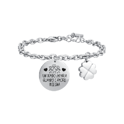 Luca Barra Bracciale Acciaio "Un Bimbo Impara.."