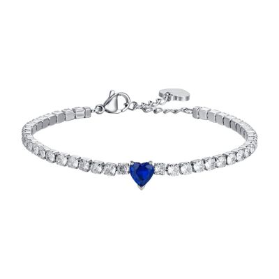 Luca Barra Tennis Acciaio Cristalli Bianchi Cuore Blu