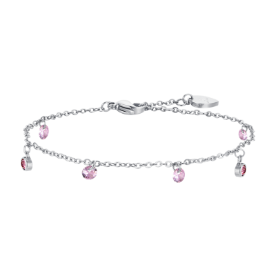 Luca Barra Bracciale Acciaio Cristalli Rosa