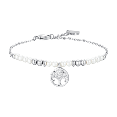 Luca Barra Bracciale Acciaio Perle e Albero Della Vita