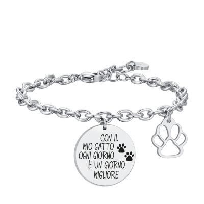 Luca Barra Bracciale Acciaio"Con il mio Gatto..."