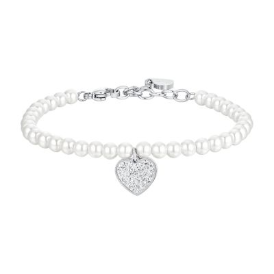Luca Barra Bracciale Acciaio Perle e Cuore