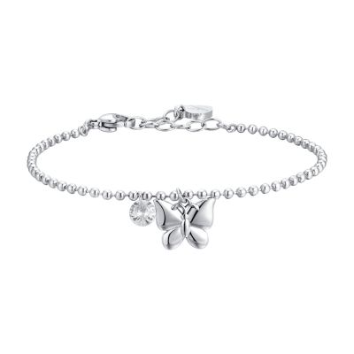 Luca Barra Bracciale Acciaio Farfalla e Cristallo