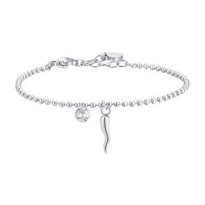 Luca Barra Bracciale Acciaio Cornetto e Cristallo