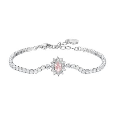 Luca Barra Tennis Acciaio Cristalli e Zircone Rosa