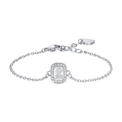 Luca Barra Bracciale Acciaio Cristalli e Zircone Bianco