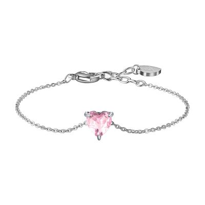 Luca Barra Bracciale Acciaio Cristallo Cuore Rosa