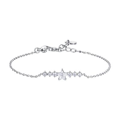 Luca Barra Bracciale Acciaio Stella e Cristalli Bianchi