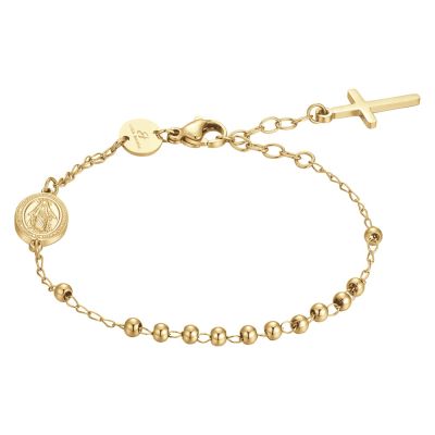 Luca Barra Bracciale Rosario Acciaio Dorato 