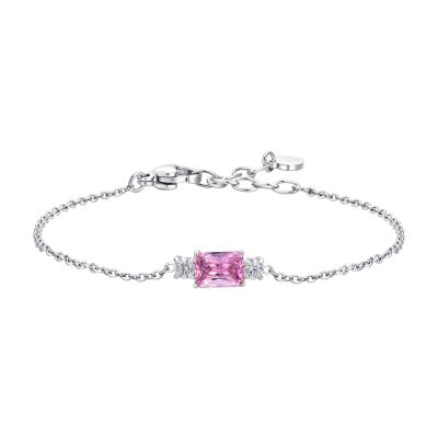 Luca Barra Bracciale Acciaio Zirconi Rosa e Bianchi