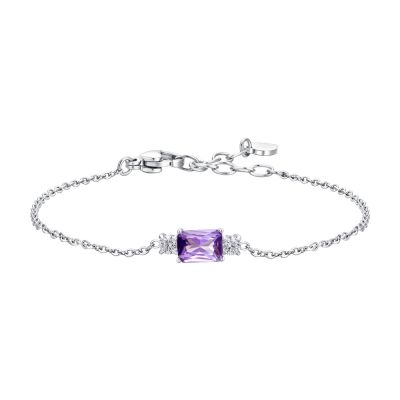 Luca Barra Bracciale Acciaio Zirconi Viola e Bianchi