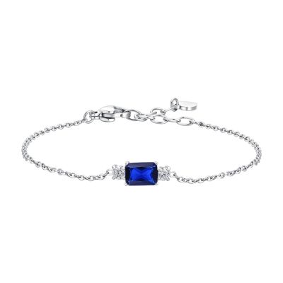 Luca Barra Bracciale Acciaio Zirconi Blu e Bianchi