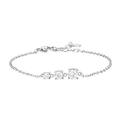 Luca Barra Bracciale Acciaio 3 Zirconi Bianchi