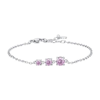 Luca Barra Bracciale Acciaio 3 Zirconi Rosa