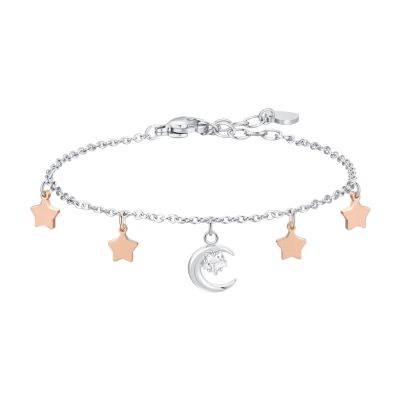 Luca Barra Bracciale Acciaio Luna e Stelle Rosè