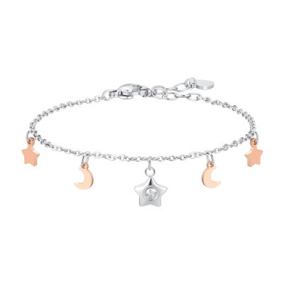 Luca Barra Bracciale Acciaio Stelle e Lune Rosè