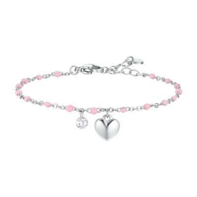 Luca Barra Bracciale Acciaio Cuore e Cristallo