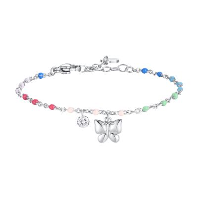 Luca Barra Bracciale Acciaio Farfalla e Cristallo