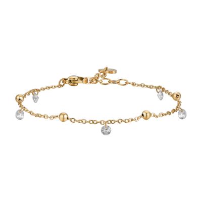 Luca Barra Bracciale Acciaio Gold Sfere e Cristalli