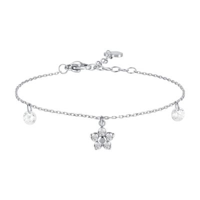Luca Barra Bracciale Acciaio Fiore Zirconi Bianchi
